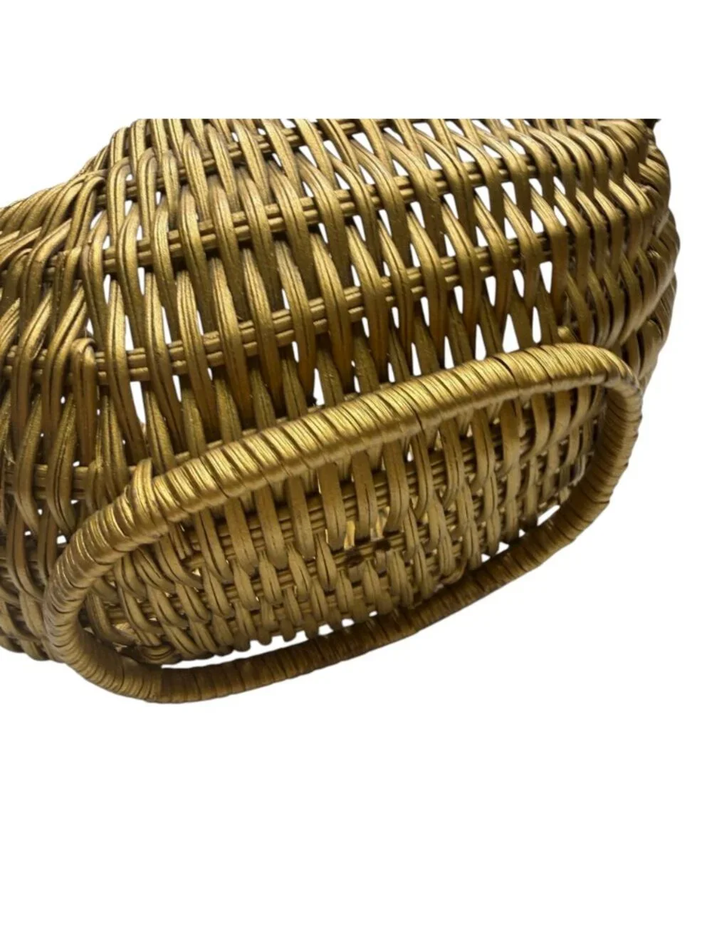 Vintage Gold Wicker Turkey Bird Basket Thanksgiving Fall Harvest Decor Centerpie